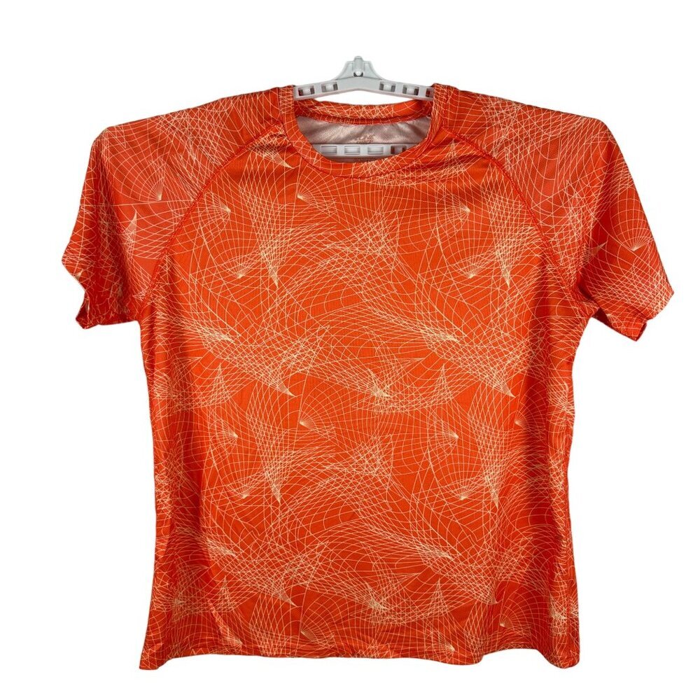 Zone Pro Men's Athletic T-Shirt Size 2XL Orange Geometric Pattern 100% Polyester